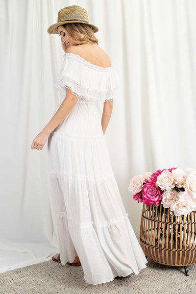 OFF THE SHOULDER RUFFLE MAXI DRESS