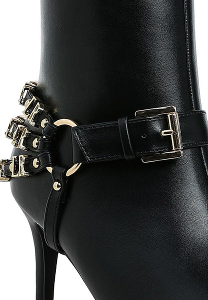 Nicene Harness Detail Stiletto Boots