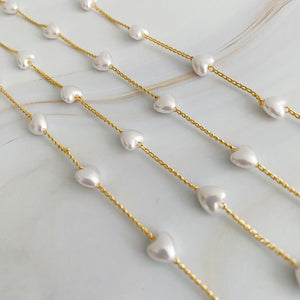 Pearl Heart Long Chain Necklace