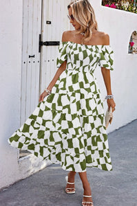 OFF SHOULDER GREEN DRESS