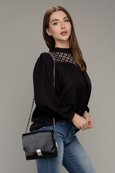 Lace yoke blouse