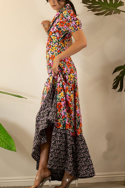 MIXED PRINT MAXI DRESS