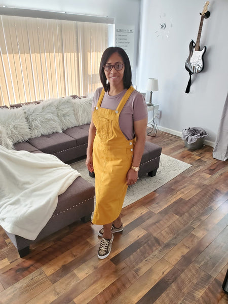 MUSTARD YELLOW OVERALL SKIRT