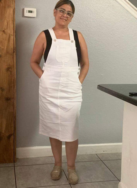 WHITE OVERALL SKIRT