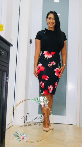 FLOWER PENCIL SKIRT