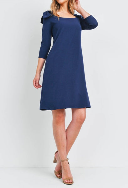 ROYAL BLUE BOW SHOULDER DRESS