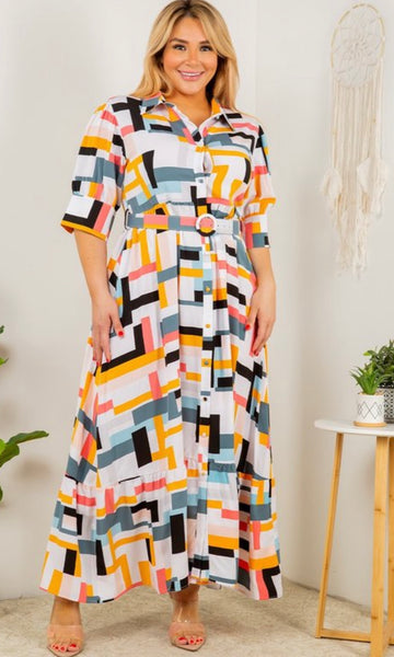 COLOR LONG PLUS SIZE DRESS