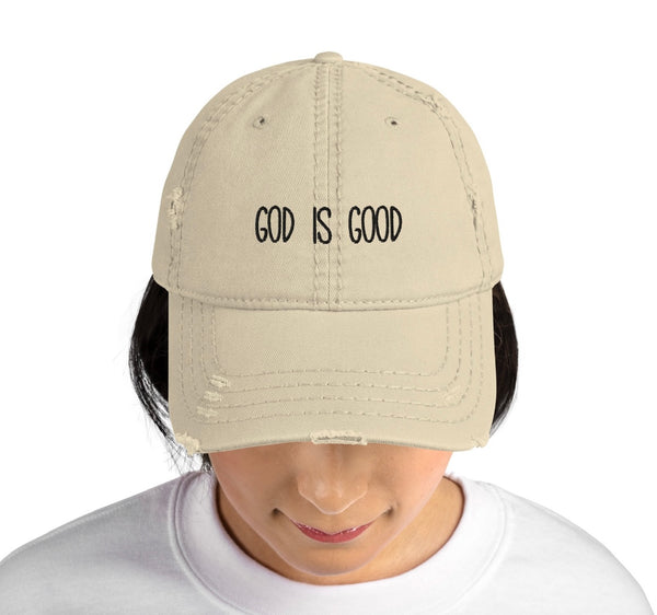 GOD IS GOOD DISTRESS HAT