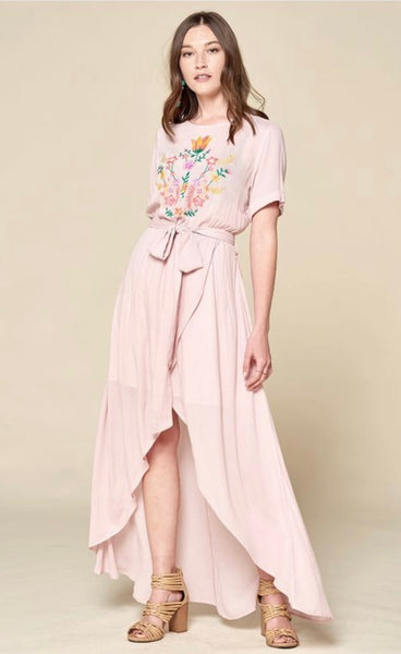 SOFT PINK EMBROIDERED DRESS