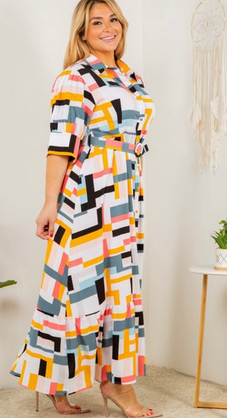 COLOR LONG PLUS SIZE DRESS