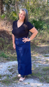 JANET LONG DENIM SKIRT