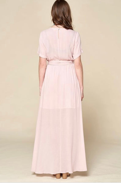 SOFT PINK EMBROIDERED DRESS