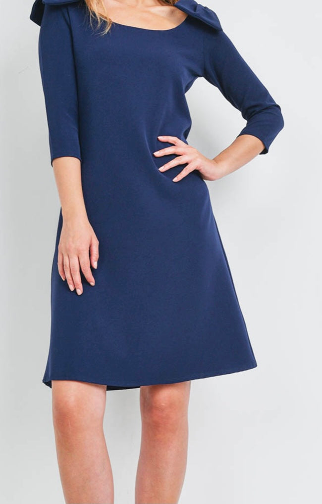 ROYAL BLUE BOW SHOULDER DRESS